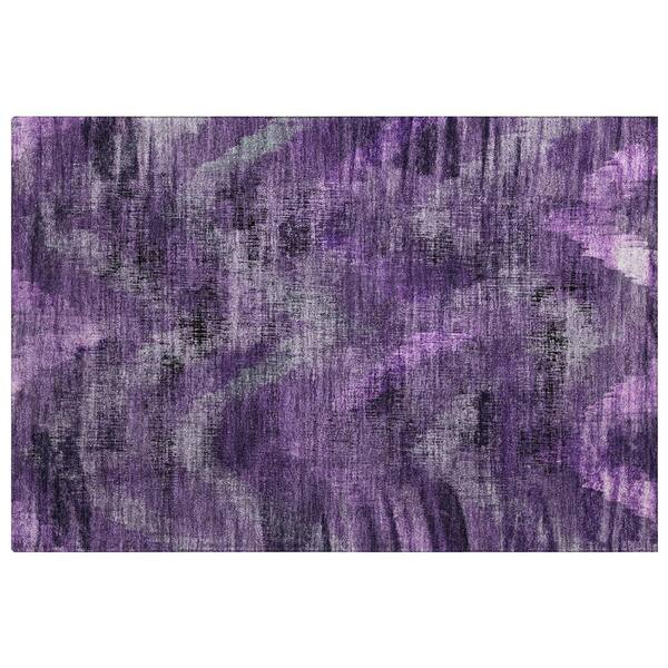 Dream Shag Premium Machine Washable Abstract ADS792 Purple 3 ft. x 4 ft. Area Rug