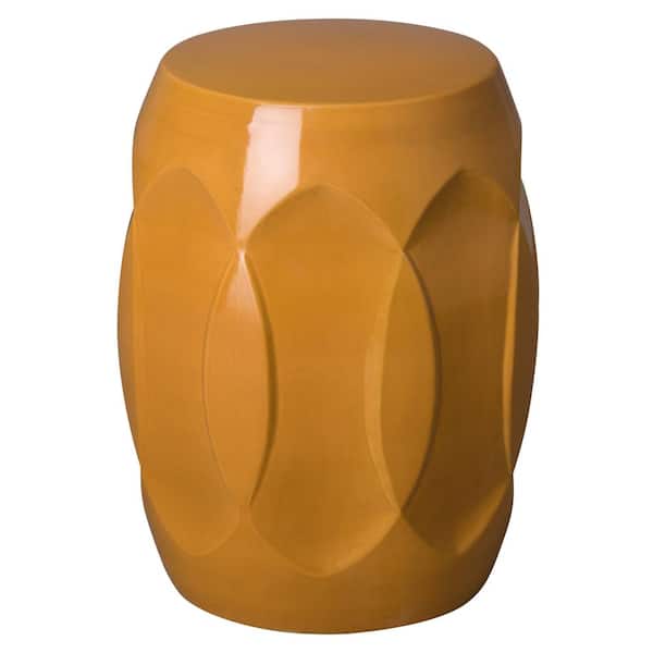 Emissary Ellipse 18 in. H Butterscotch Round Ceramic Garden Stool