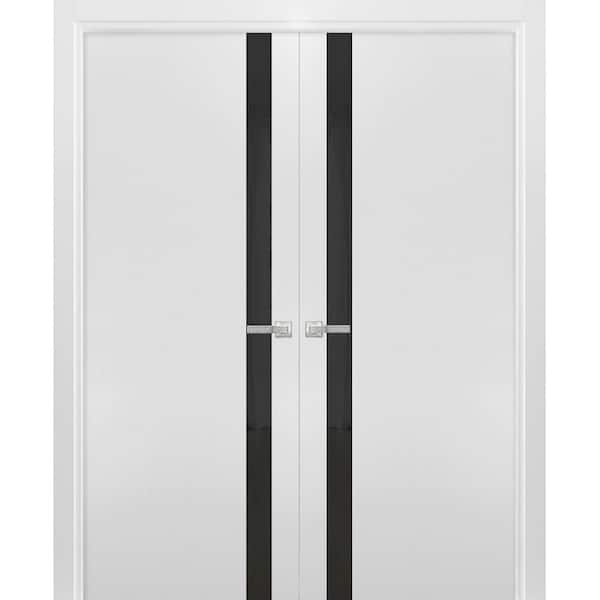 60 in. x 96 in. 2 Panel White Finished Solid Wood Sliding Door with Hardware