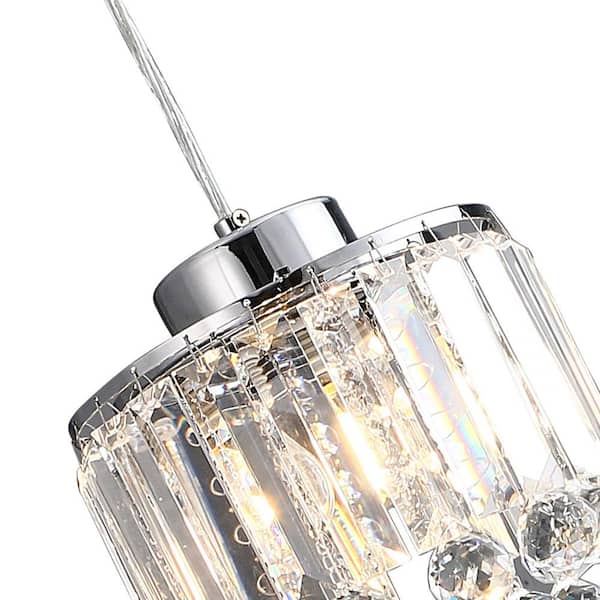 OUKANING 1-Light Modern Silver Adjustable Height Mini Crystal