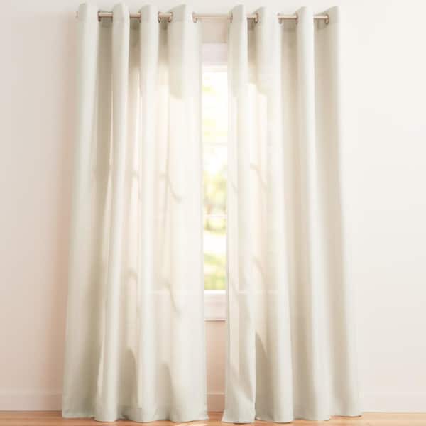 Loha Ivory Solid Light Filtering Grommet Top Curtain, 54 in. W x 84 in. L (Set of 2)