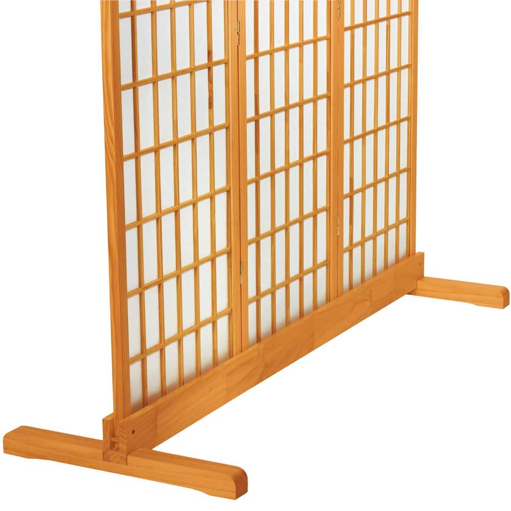 Honey 3-Panel Stained Wood Room Divider Stand