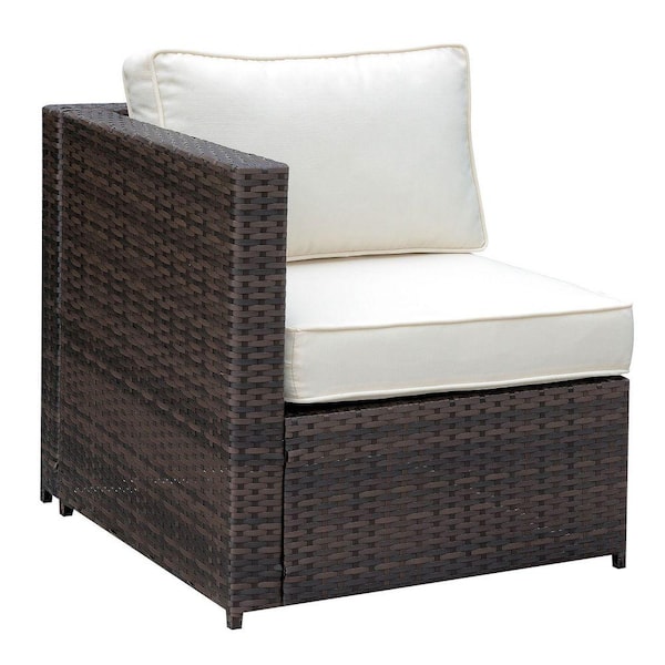 Benjara Brown And Ivory Fabric Armchair with Cushioned Seat