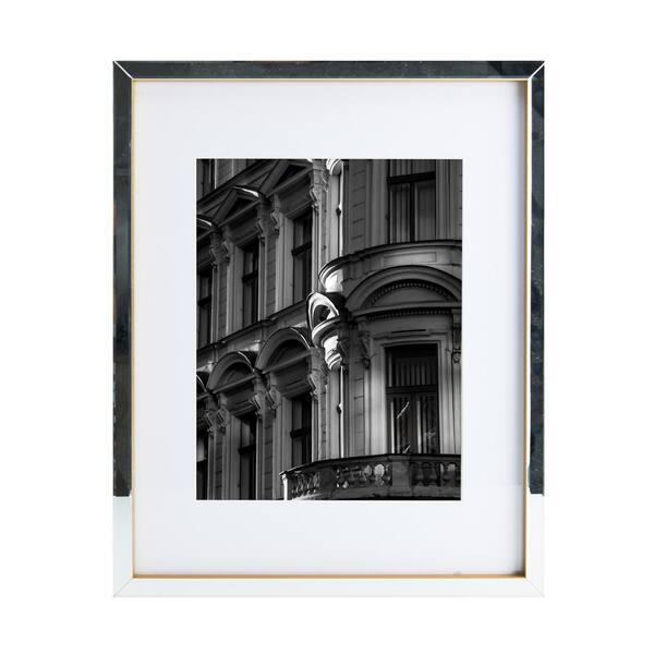 Mikasa 17 x 21 in. Mirrored Matted Gold Picture Frame, 11 x 14 in. photo with mat