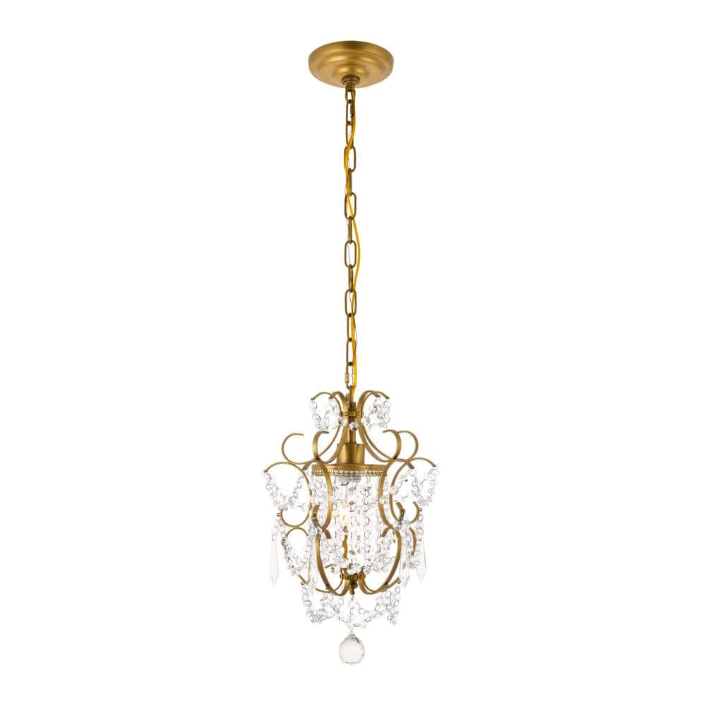 Timeless Home 11.3 in. 1-Light Brass Pendant Light, Bulbs Not Included