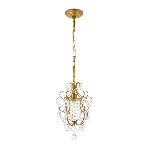 Unbranded Timeless Home Karen 11.3 in. W x 16.5 in. H 1-Light Brass Pendant