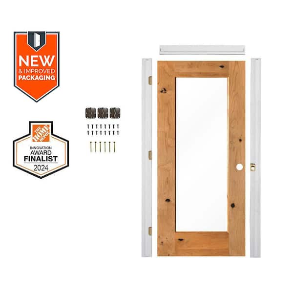 Krosswood Doors Assembly Required 32 in. x 80 in. Left-Hand 1-Lite Clear Glass ClearStain Alder Wood Interior Door Kit w/Separate Jamb