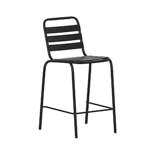 Black Aluminum Outdoor Lounge Chair in Black