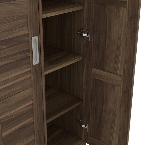 Walnut Hight Wardrobe Storage Cabinet 70.87 in. H x 39.37 in. W x 19.49 in. D, Brown