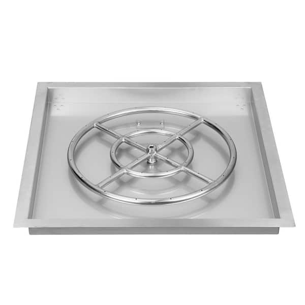 Celestial Fire Glass 24 in. x 24 in. Square Stainless Steel Drop-In Fire Pit Pan with 18 in. Burner