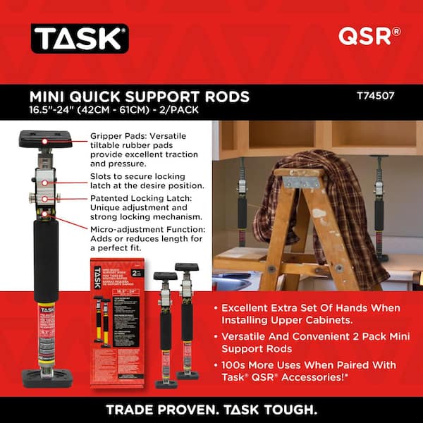 TASK 16.5 in. to 24 in. Mini Quick Support Rod Set (2-Piece) T74507 - The  Home Depot
