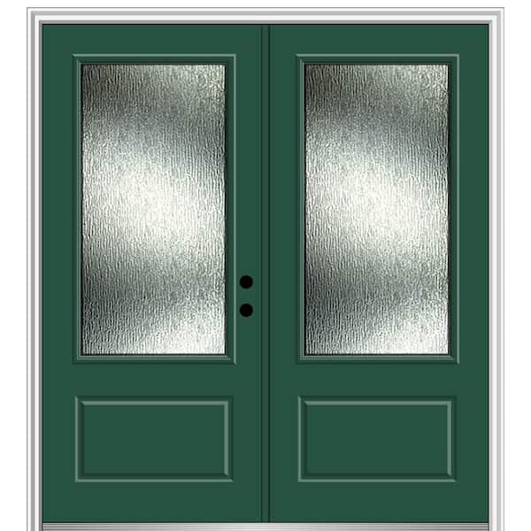 MMI Door Rain Glass 72 in. x 80 in. Left-Hand Inswing 3/4 Lite 1-Panel Painted Hunter Green Prehung Front Door, 4-9/16 in. Frame