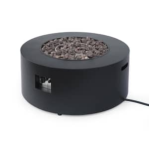 Wellington 15.25 in. x 19.75 in. Round Concrete Propane Fire Pit in Dark Grey with Tank Holder