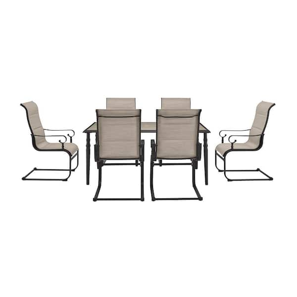 Glenridge Falls 7-Piece Metal Rectangle Outdoor Dining Set in Putty