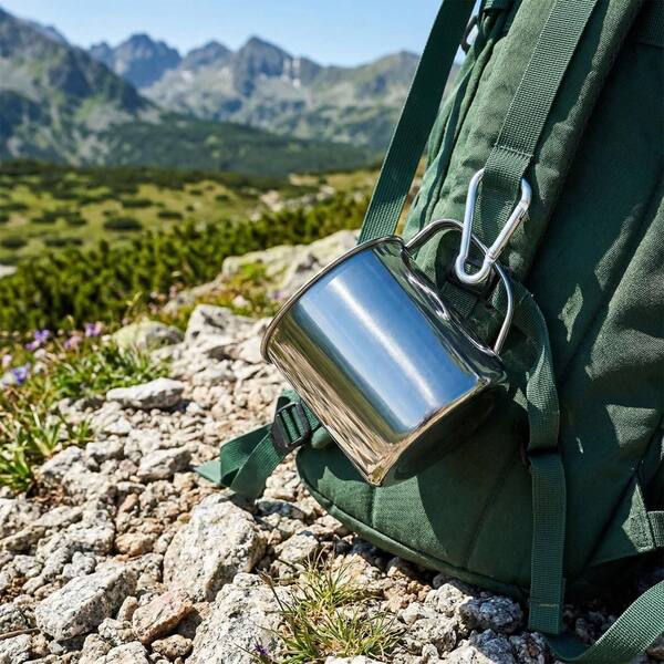 Numhew 18.5 oz. Stainless Steel Coffee Mug with Handle for Camping