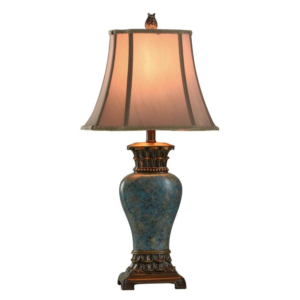 Elegant Curved Poly Table Lamp with Taupe Fabric Shade