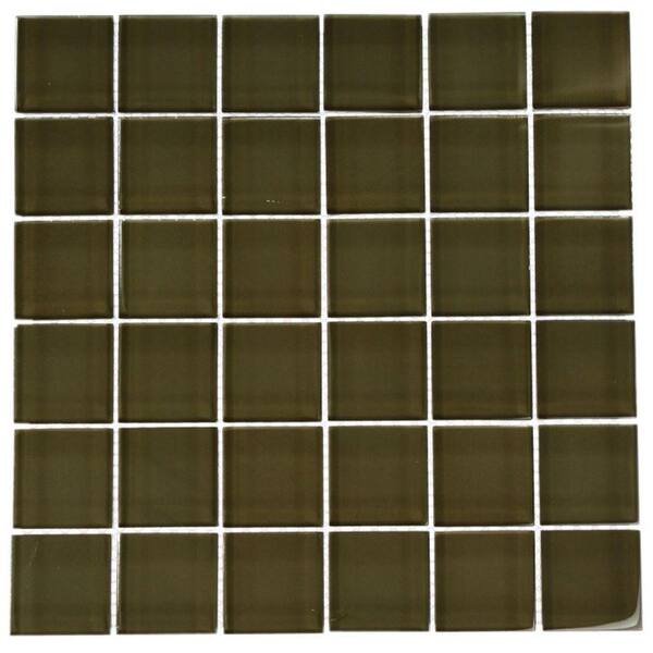 Splashback Tile 12 in. x 12 in. Contempo Khaki Polished Glass Tile