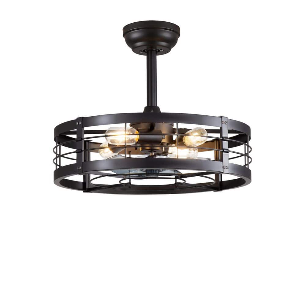 20 in. Black Standard Downrod Fandelier Caged Indoor Ceiling Fan  with Light Remote 6 Speeds Reversible DC Motor Bedroom price history on PriceWatchPro