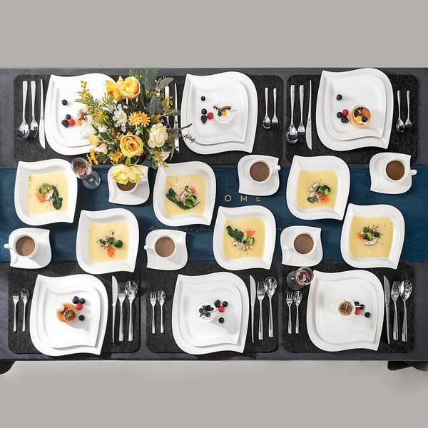MALACASA Elvira Dinnerware Set Porcelain White Tableware Dinner Service Sets 