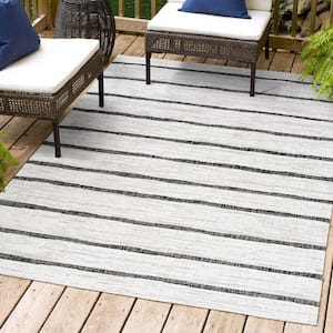 Colonia Berber Stripe Ivory/Black 5 ft. x 8 ft. Indoor/Outdoor Area Rug