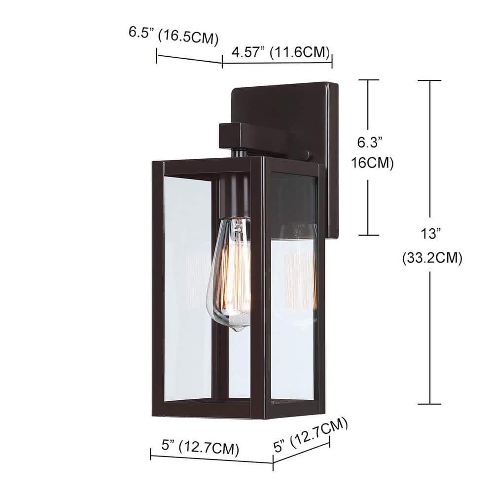 Matte Black 16" Outdoor Wall Lantern with Clear Glass Shade