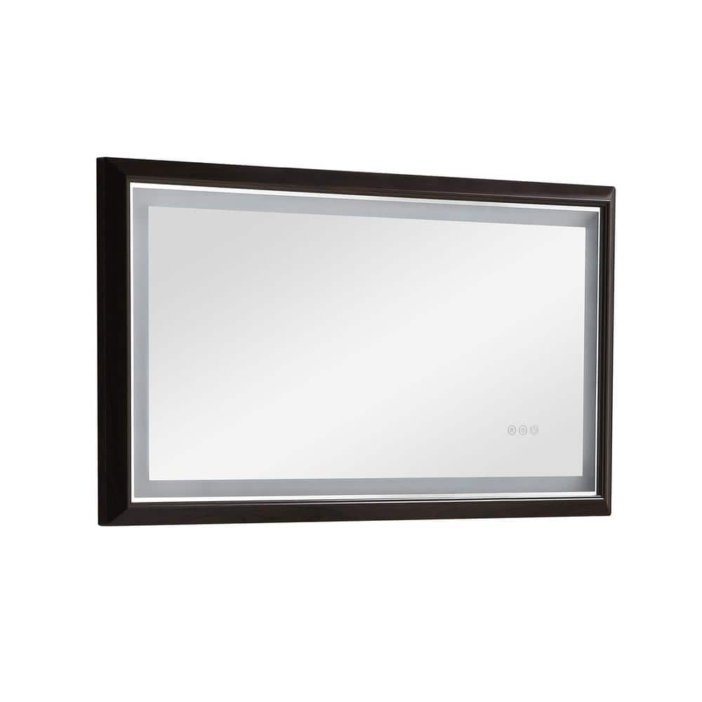 40 in. W x 24 in. H Rectangular Framed Dimmable Wall Bathroom Vanity Mirror in Brown price history on PriceWatchPro