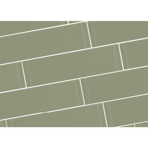 Tuscan Style Glossy Crema Marfil Subway 3 in. x 3 in. Marble Look Glass Wall Tile Sample