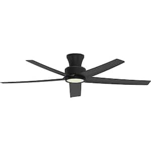 52 in. Indoor, Outdoor Black LED Ceiling Fan with Light and Remote, Reversible Quiet DC Motor, 3 Color Light Kit