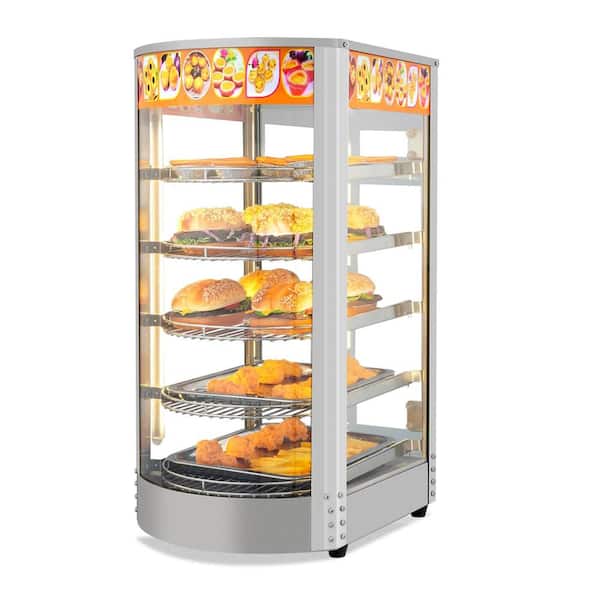 Karl home 5-Tier 800-Watt Countertop Food Warmer Display Case Buffet Server with 1 Crocks in Silver