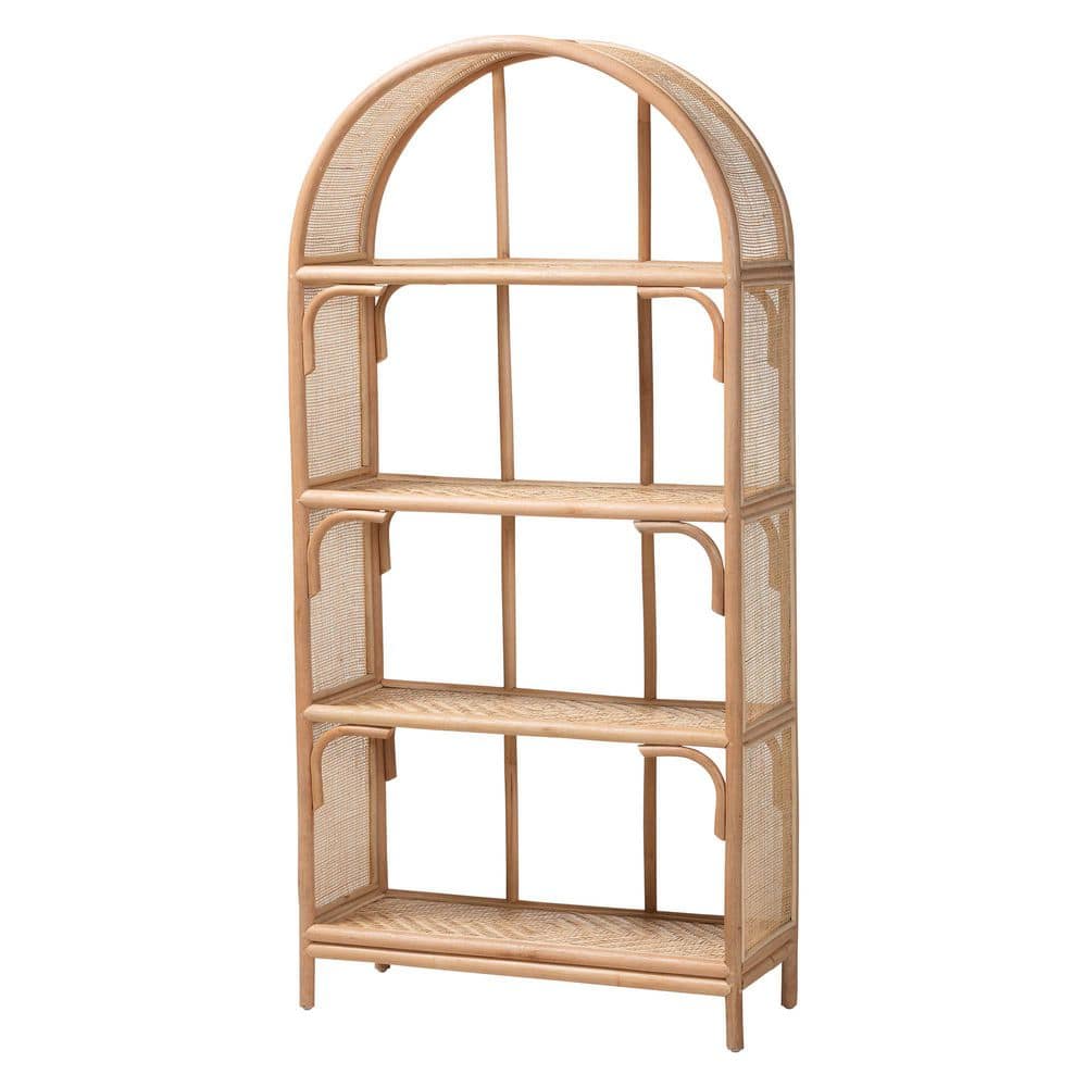 bali & pari Natania 4-Tier Rattan Household Shelving Unit Natural