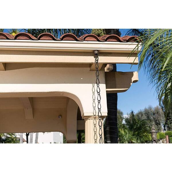 Monarch Rain Chains Monarch Aluminum 8.5 Ft. Cylinder Rain Chain In Black Powder Coated 18108 - The Home Depot - 7