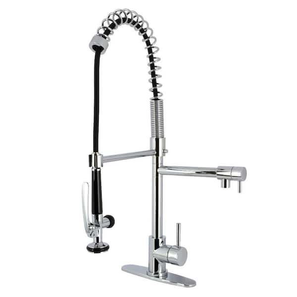 Kingston Brass Concord Single Handle Deck Mount Pre-Rinse Pull Down Sprayer Kitchen Faucet in Polished Chrome