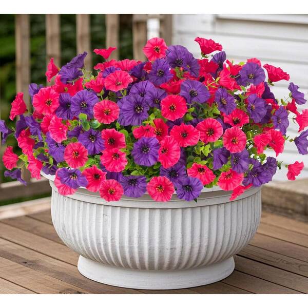 花卉20 14 in. Purple Indoor/Outdoor Artificial Morning Glory Flower