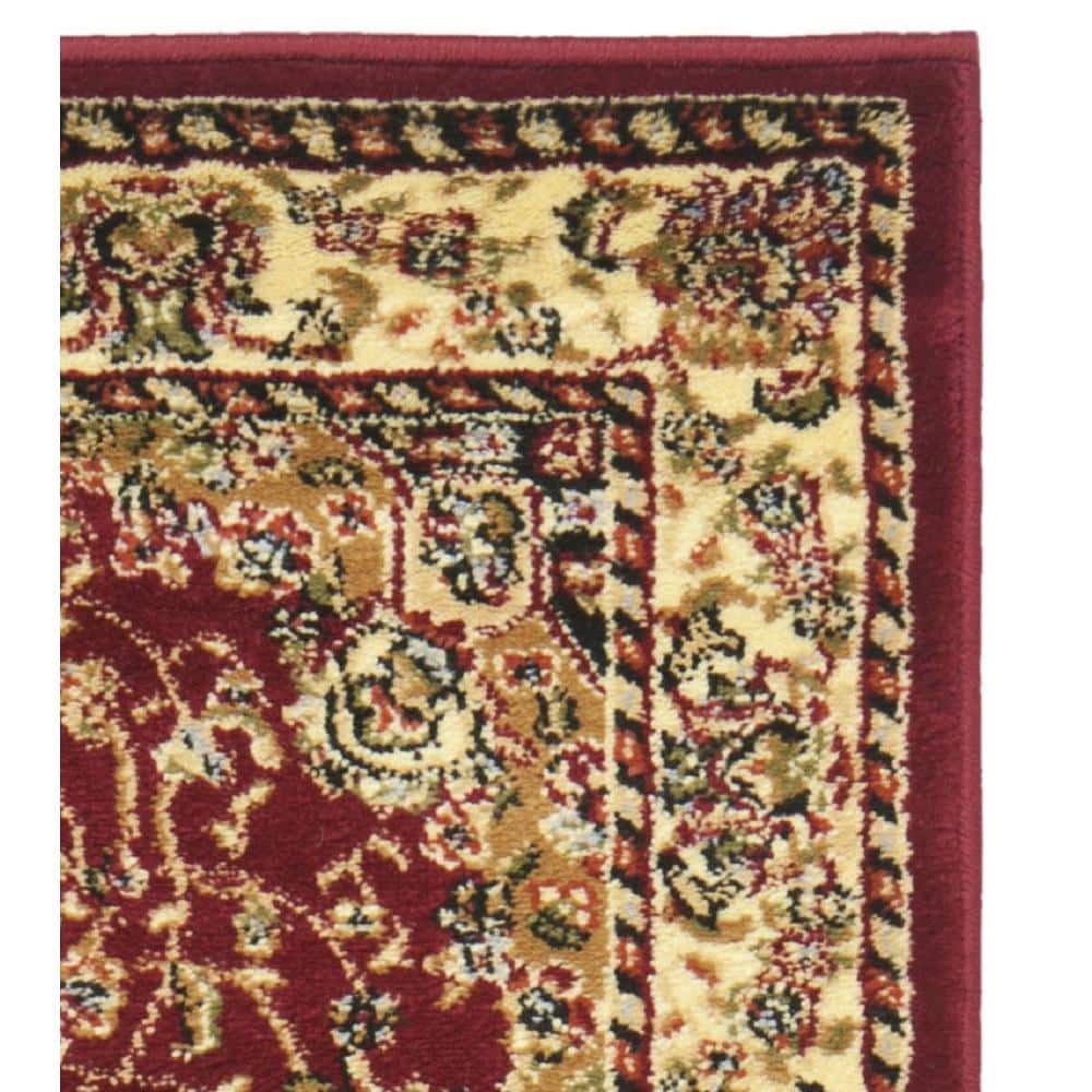 Red and Ivory Floral Safavid Style Circular Area Rug