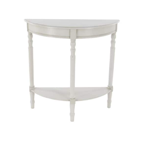 Litton Lane 32 in. Grey Half Moon Wood Traditional Console Table