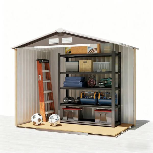 Zeus & Ruta 7 ft. W x 4 ft. D Gray Metal Garden Shed for Outdoor