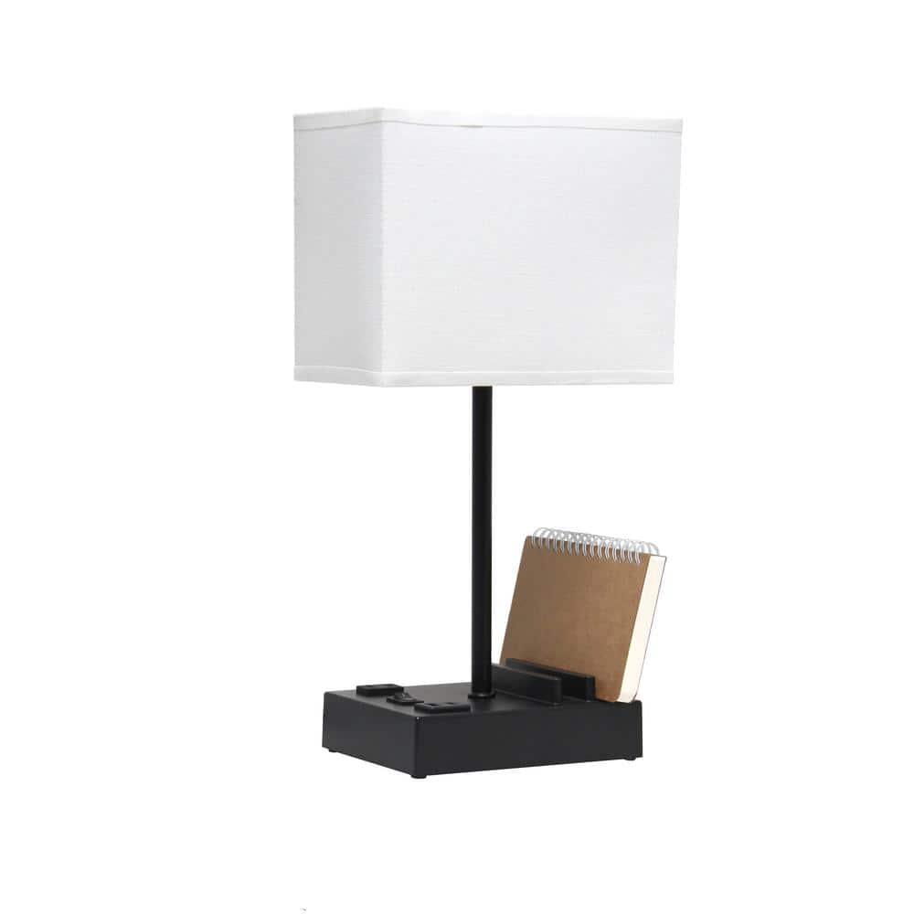 15.3" Black and White Adjustable Nightstand Lamp with USB Ports