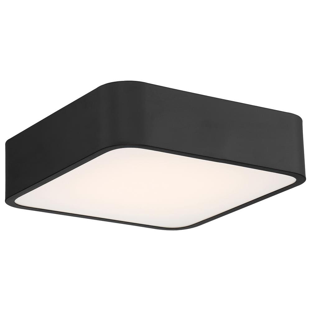 Granada 12 in. 16-Watt Black Integrated LED Flush Mount with White Acrylic 