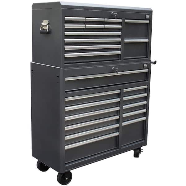 WEN 41 in. 24-Drawer Tool Chest and Cabinet Combo in Powdercoat Black