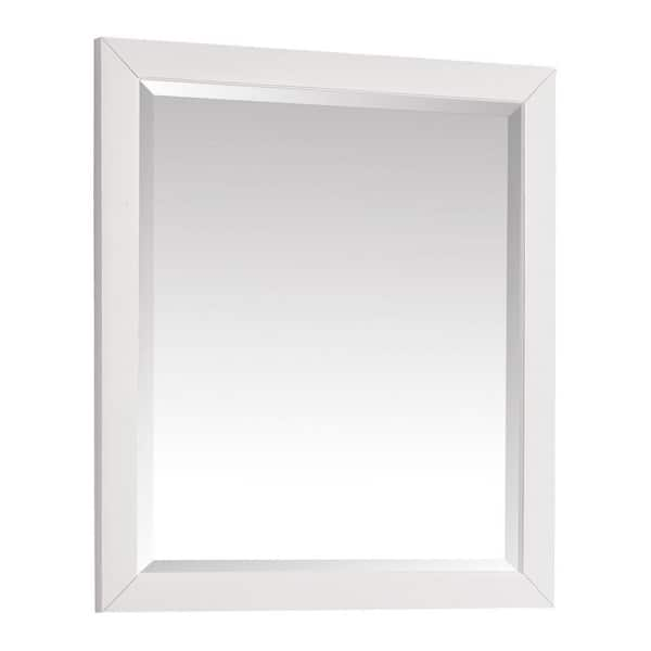 Home Decorators Collection 28 in. W x 32 in. H Framed Rectangular Beveled Edge Bathroom Vanity Mirror in White Finish