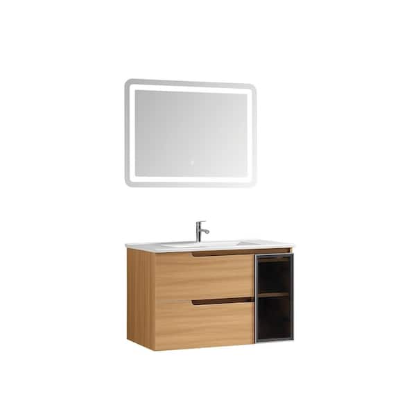 Mediterraneo Dante 32 in. Single Sink PVC Oak Wood Bath Vanity