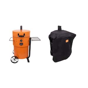 Bronco Drum Charcoal Grill and Smoker in Orange with Cover pack 284 sq. in Cooking Surface