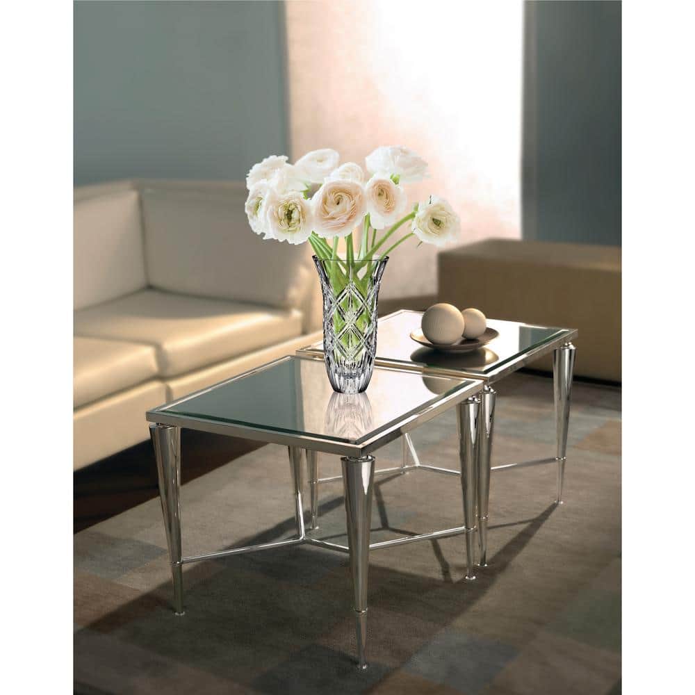 Elegant Clear Crystal Table Vase with Diagonal Cuts