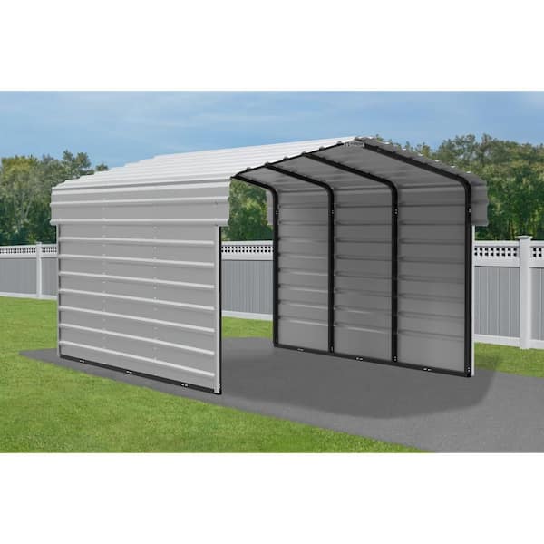 10 ft. W x 15 ft. D x 7 ft. H Eggshell Galvanized Steel Carport with 2-Side Wall Kits
