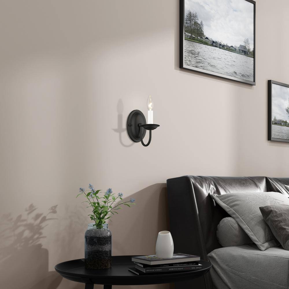 Sleek Black Dimmable Vanity Wall Sconce, Direct Wired, 7" Height