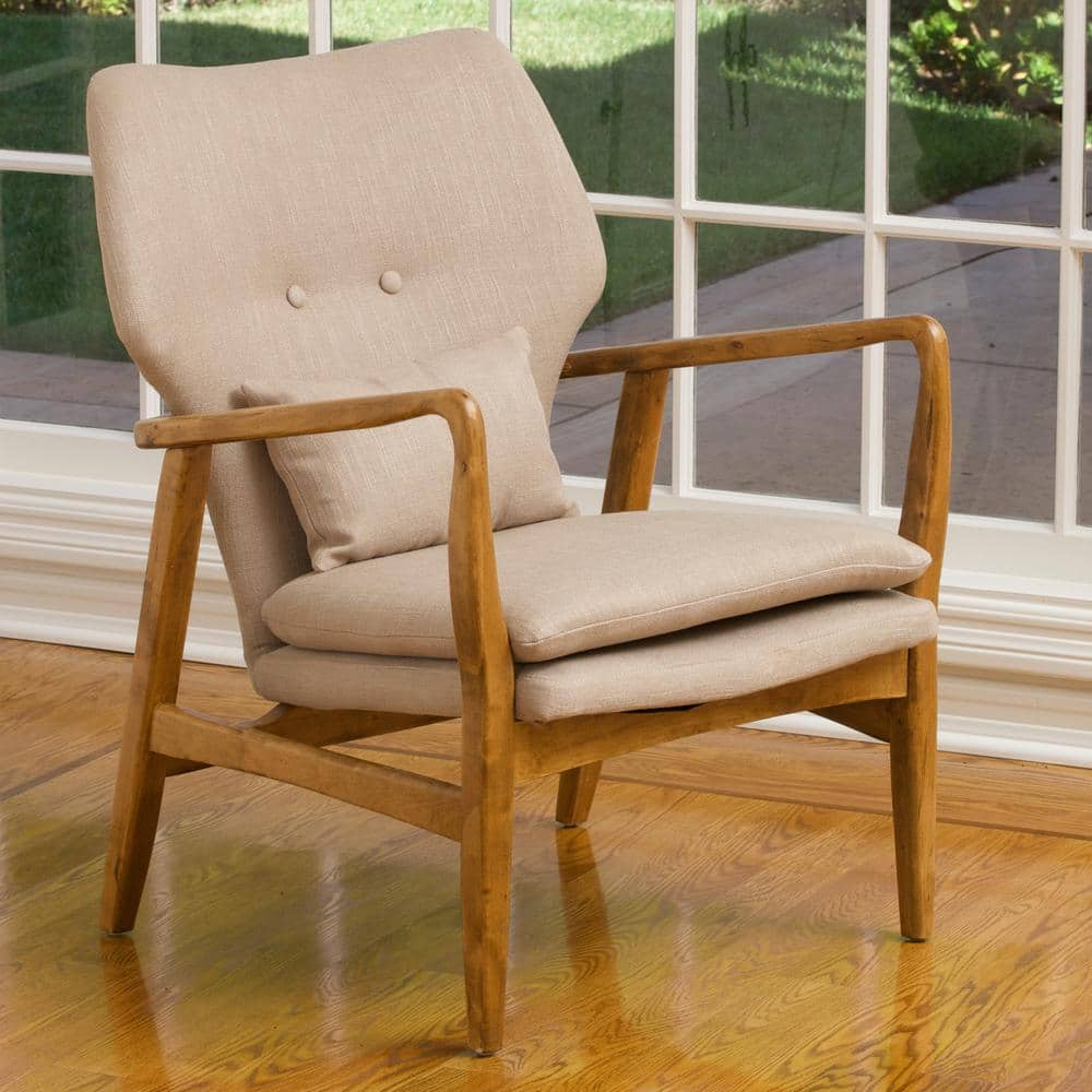 Haddie Beige Fabric Upholstered Club Chair -  Noble House, 10269