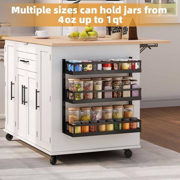 Whatseaso 15.6 in. 5 Tier Metal Wall Mount Spice Rack in Black