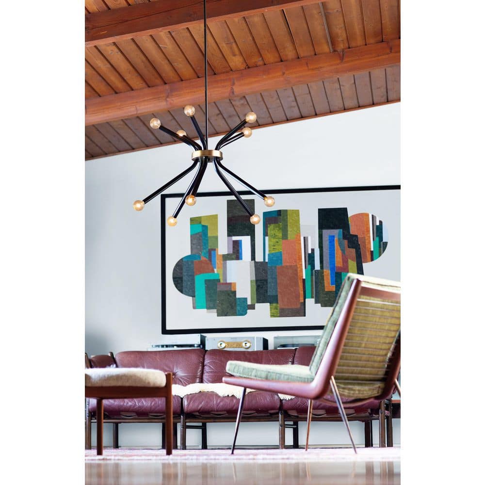 Axton Black and Brass 10-Light Sputnik Chandelier