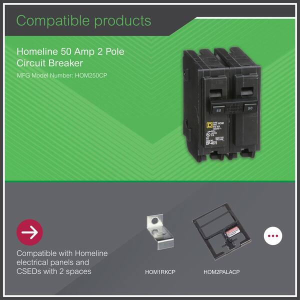 Square D Homeline 50 Amp 2-Pole Circuit Breaker(HOM250CP)