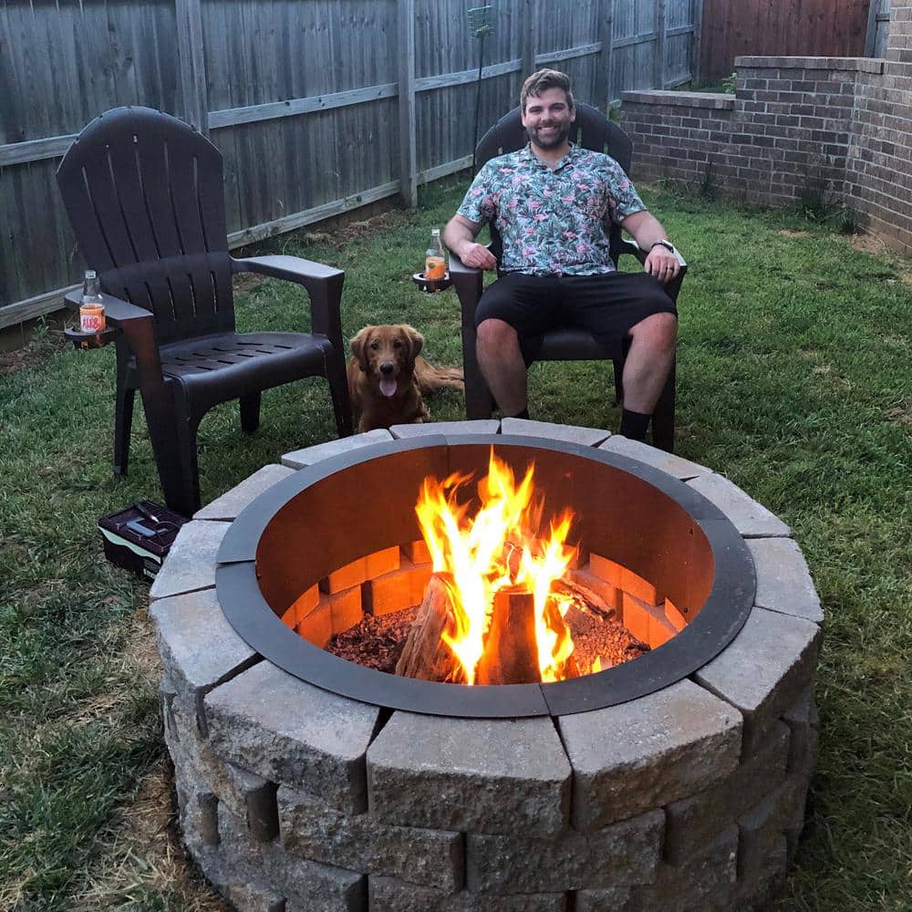 Sunnydaze 42-Inch Black Steel Fire Pit Ring Insert